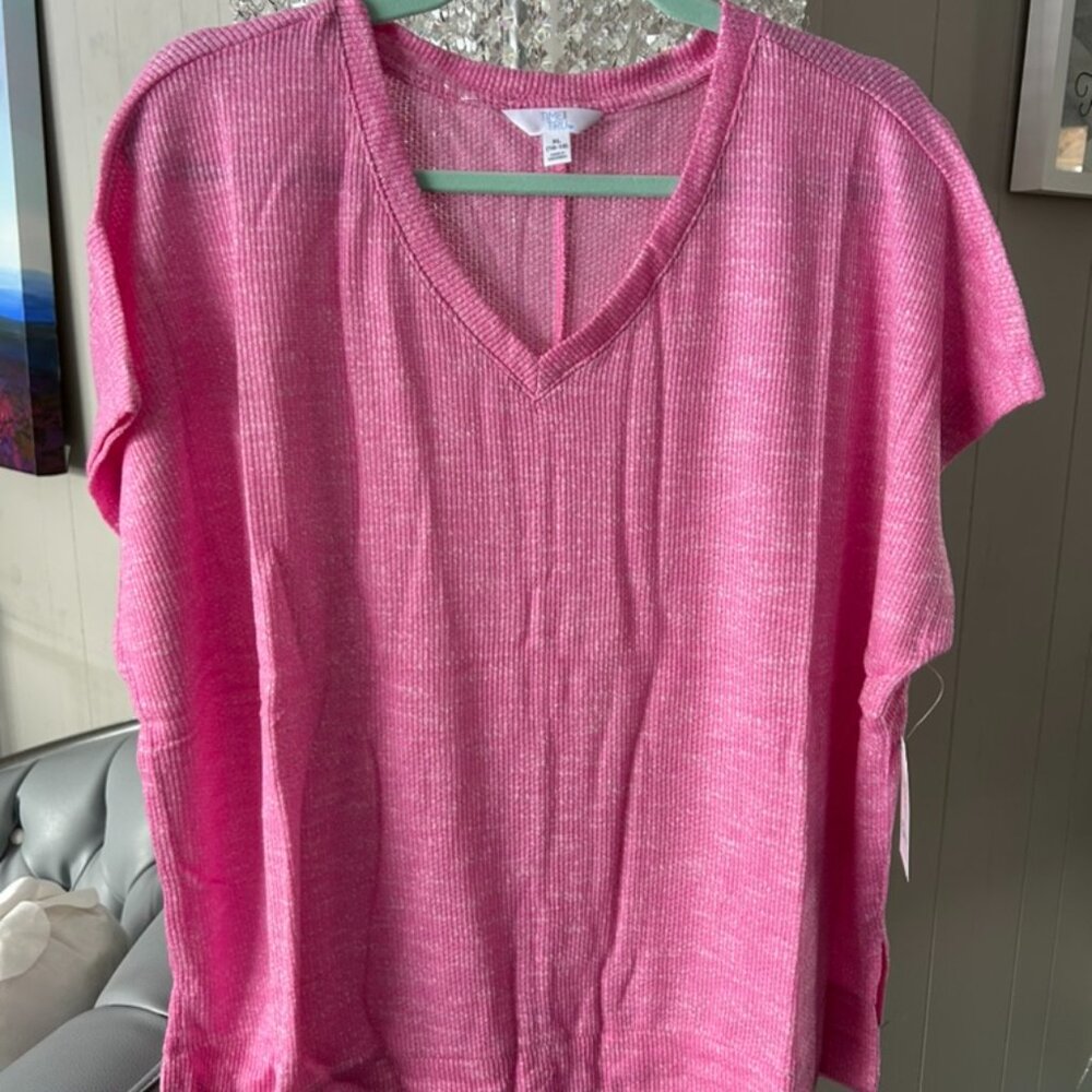 BNWT Time & Tru Pink Knit Dolman Sleeve Tee Sz XL